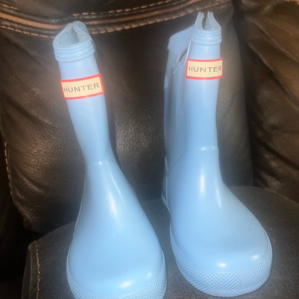 Hunter Blue Rain and Snow Boots Glossy Finish